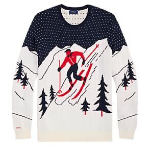 Polo Ralph Lauren 1XB Alpine Skier Sweater Winter Chalet Lodge Ski Knit white